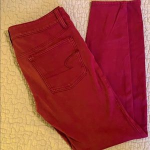 American Eagle Maroon Superstretch Jeggings
